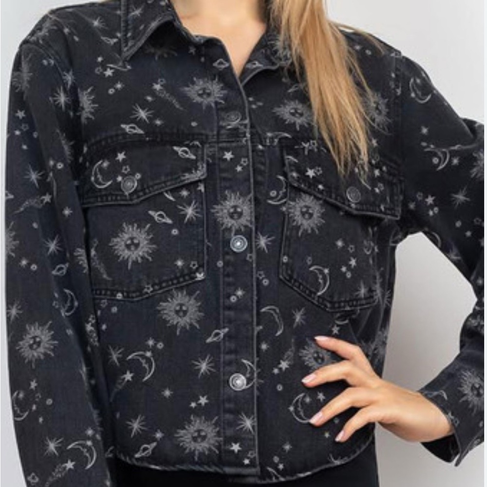 Stoosh Black and White Celestial Jean Jacket